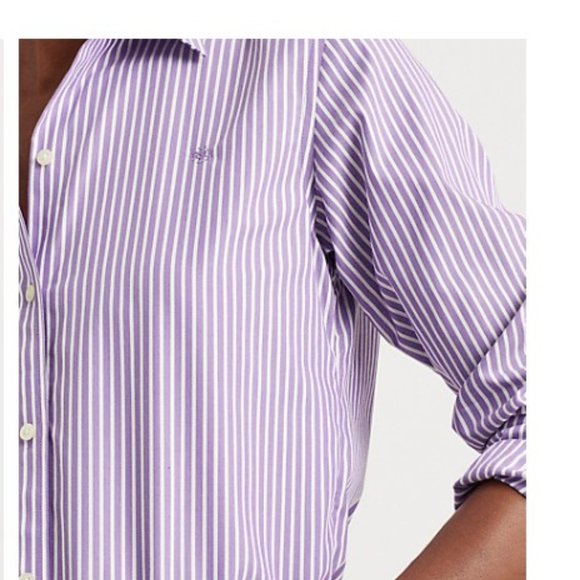 RALPH LAUREN Lavender Striped Cotton Shirt NON IRON NWT - Picture 3 of 6